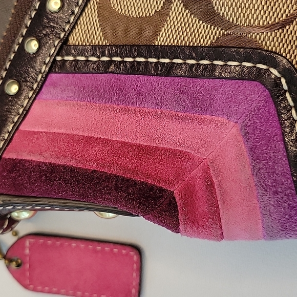 COPY - Tan/brown Coach Purse with Pink/purple Accents - Picture 3 of 5